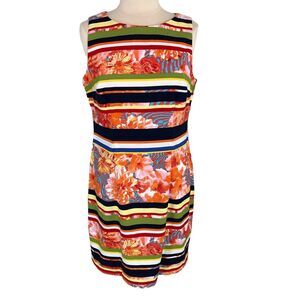 AGB Sheath Shift Dress Sleeveless Soft Stretch Sz 14 Knee Length Boat Neck